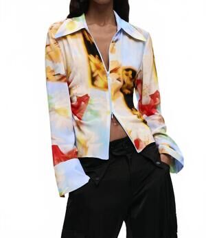 NEW DESIGUAL flowy floral shirt in multicolor